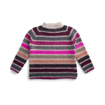 Caron Striped Crochet Raglan Pullover XL
