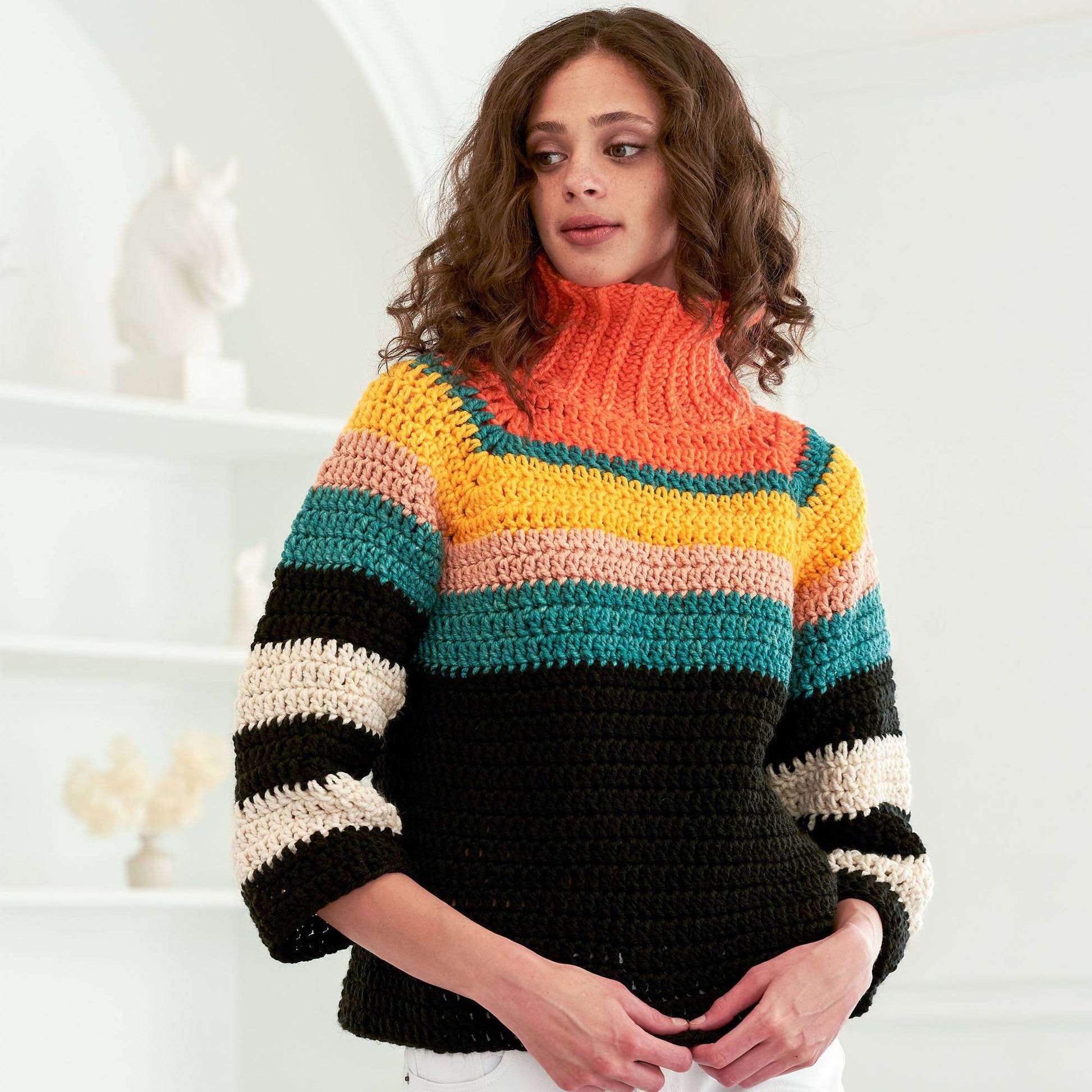 Caron Stripe It From The Top Crochet Sweater XS/S