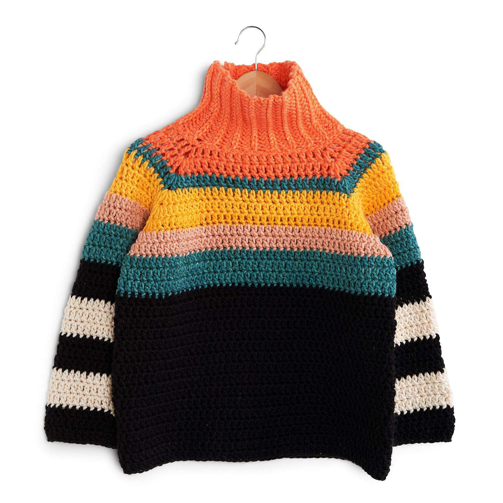 Free Caron Stripe It From The Top Crochet Sweater Pattern