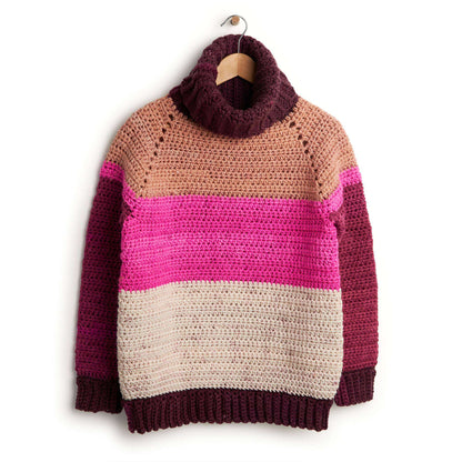 Caron Crochet Raglan Cowl Neck Pullover XL