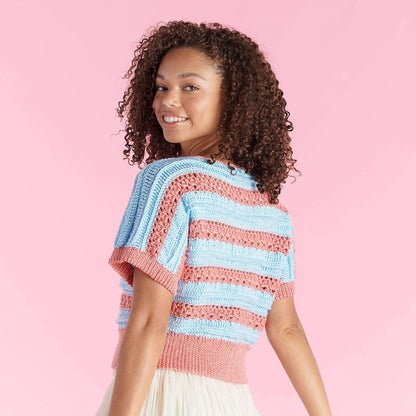 Caron Striped To A Tee Crochet Pullover M