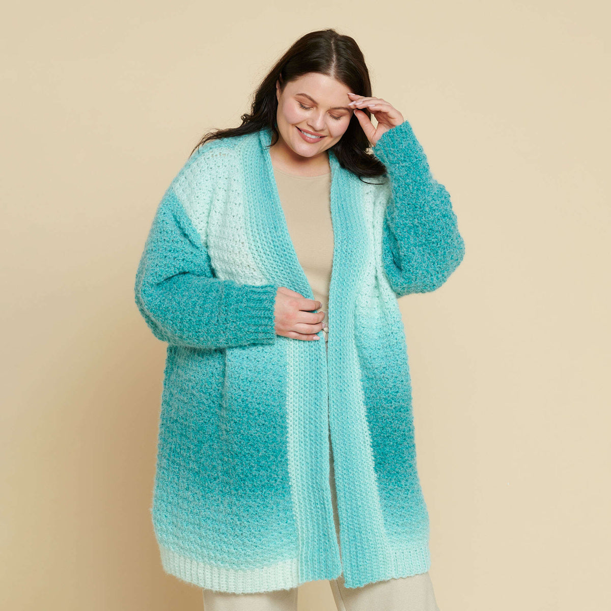 Crochet Cardigan made in Caron Colorama Halo Perfect Phasing Yarn
