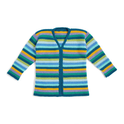 Caron Textured Stripes Crochet Cardigan L