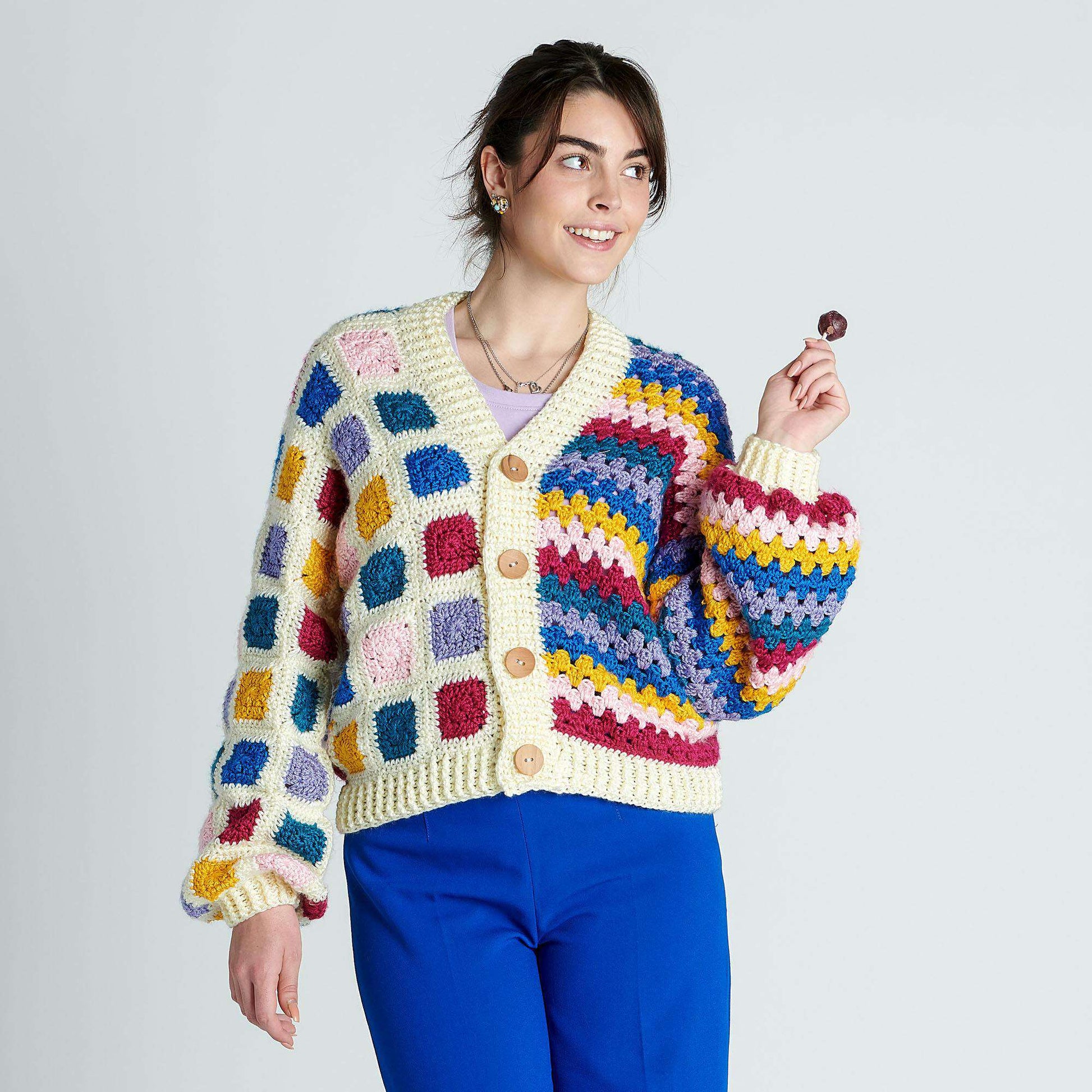 Caron Half & Half Crochet Cardigan XL
