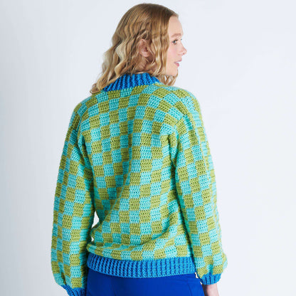 Caron Checkered Crochet Cardigan Version 1