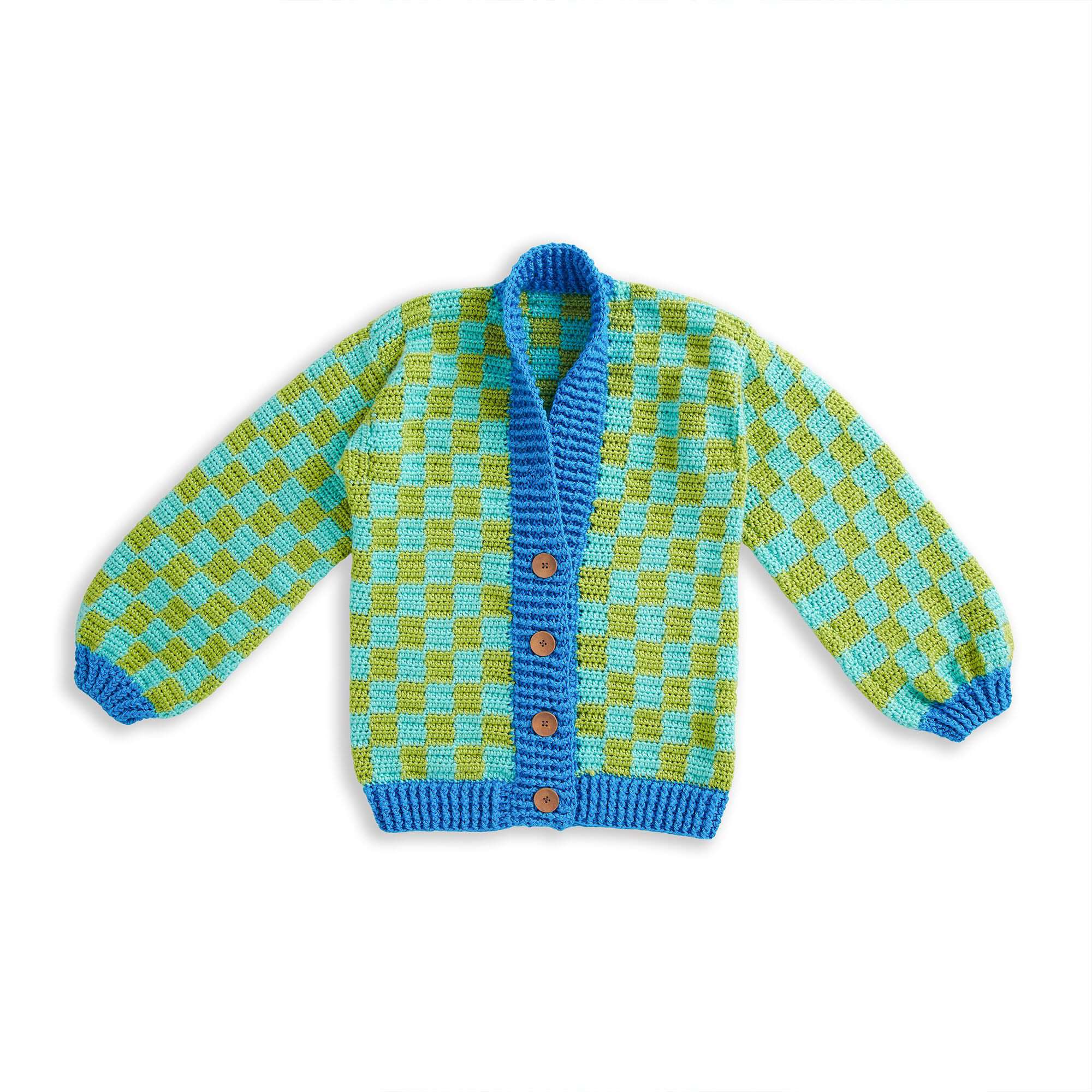 Caron Checkered Crochet Cardigan Pattern | Yarnspirations