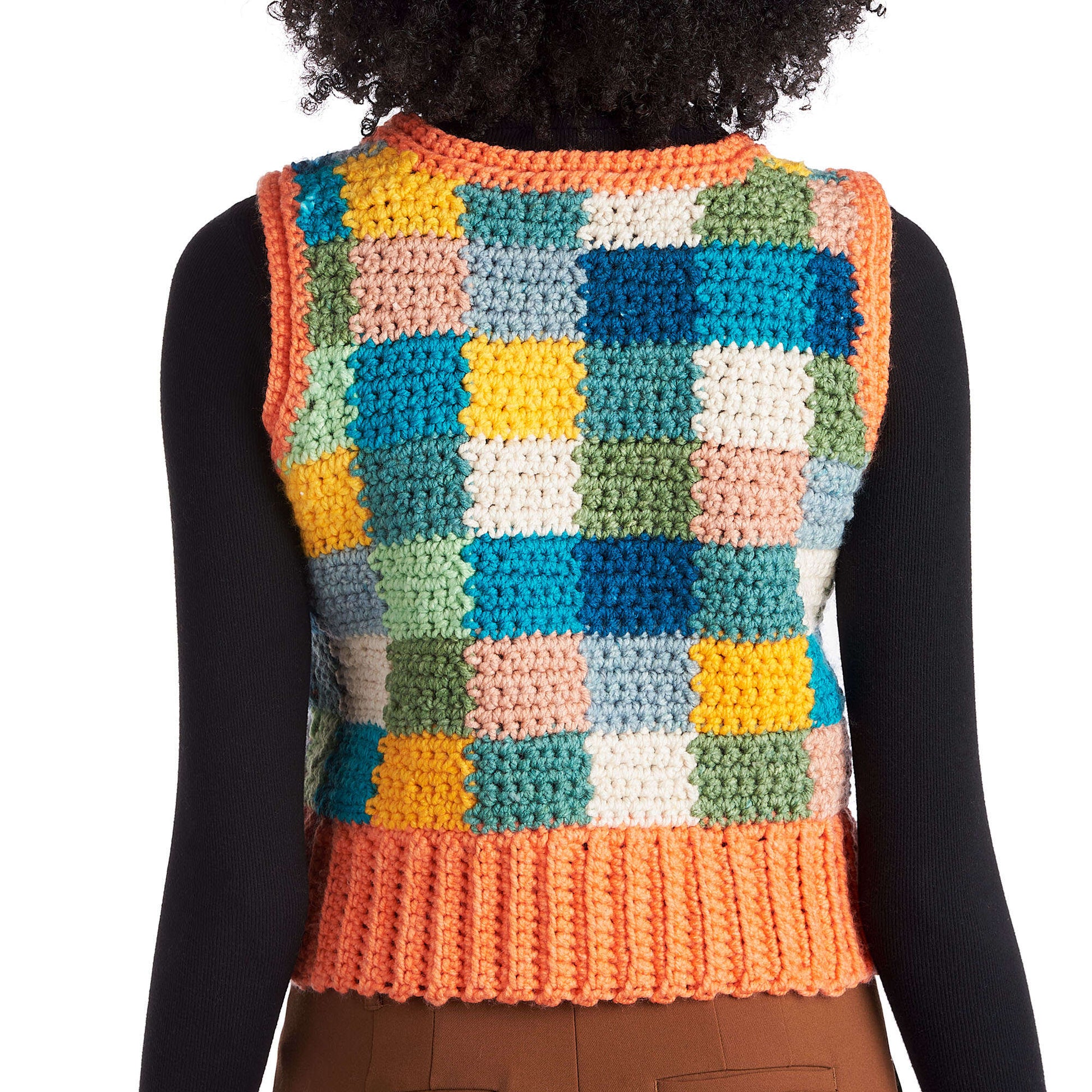 Free Caron Color Block Party Crochet Vest Pattern