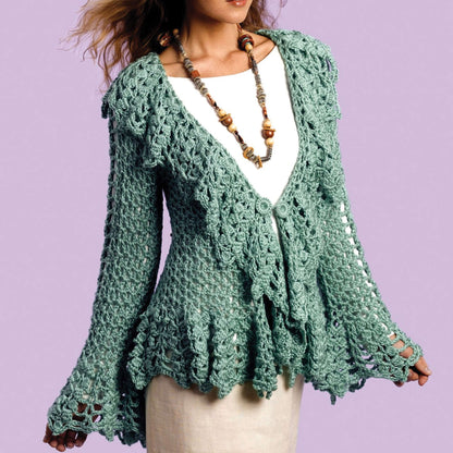Caron Crochet Soft Sage Circle Jacket S