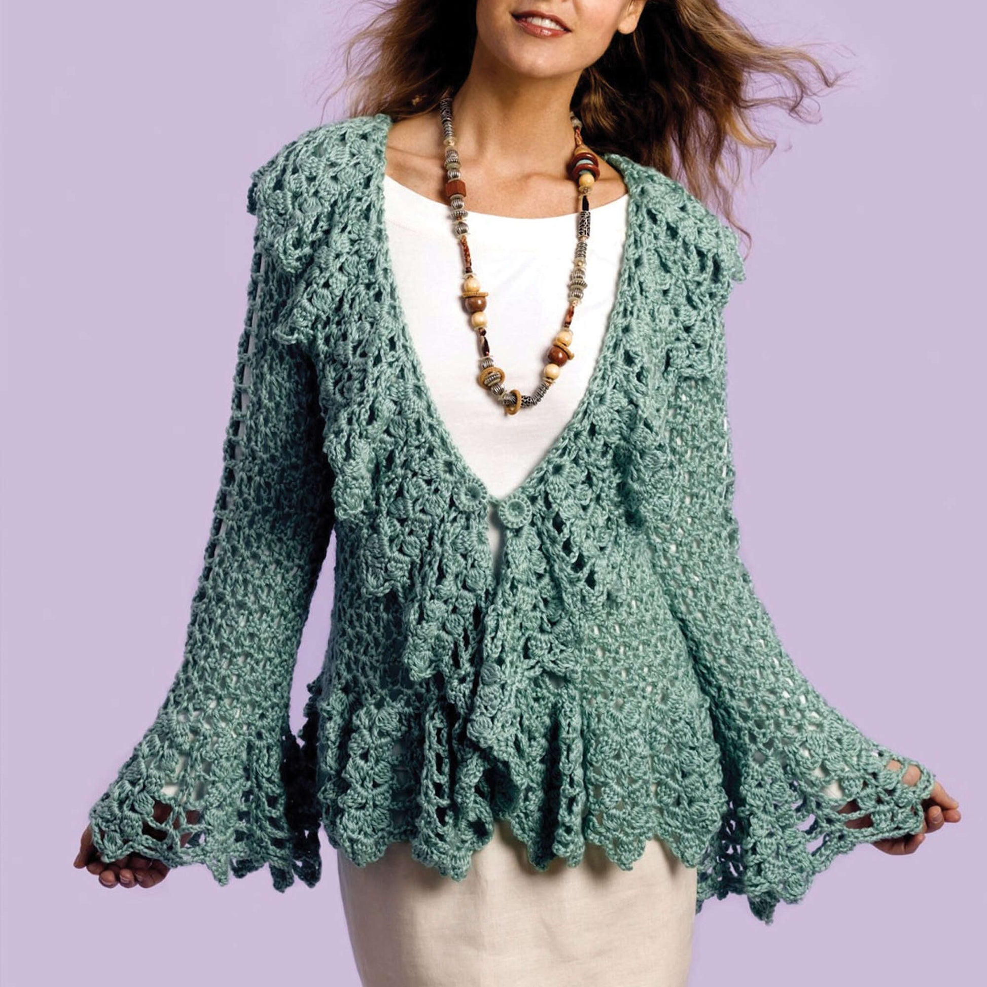 Free Caron Soft Sage Circle Jacket Crochet Pattern