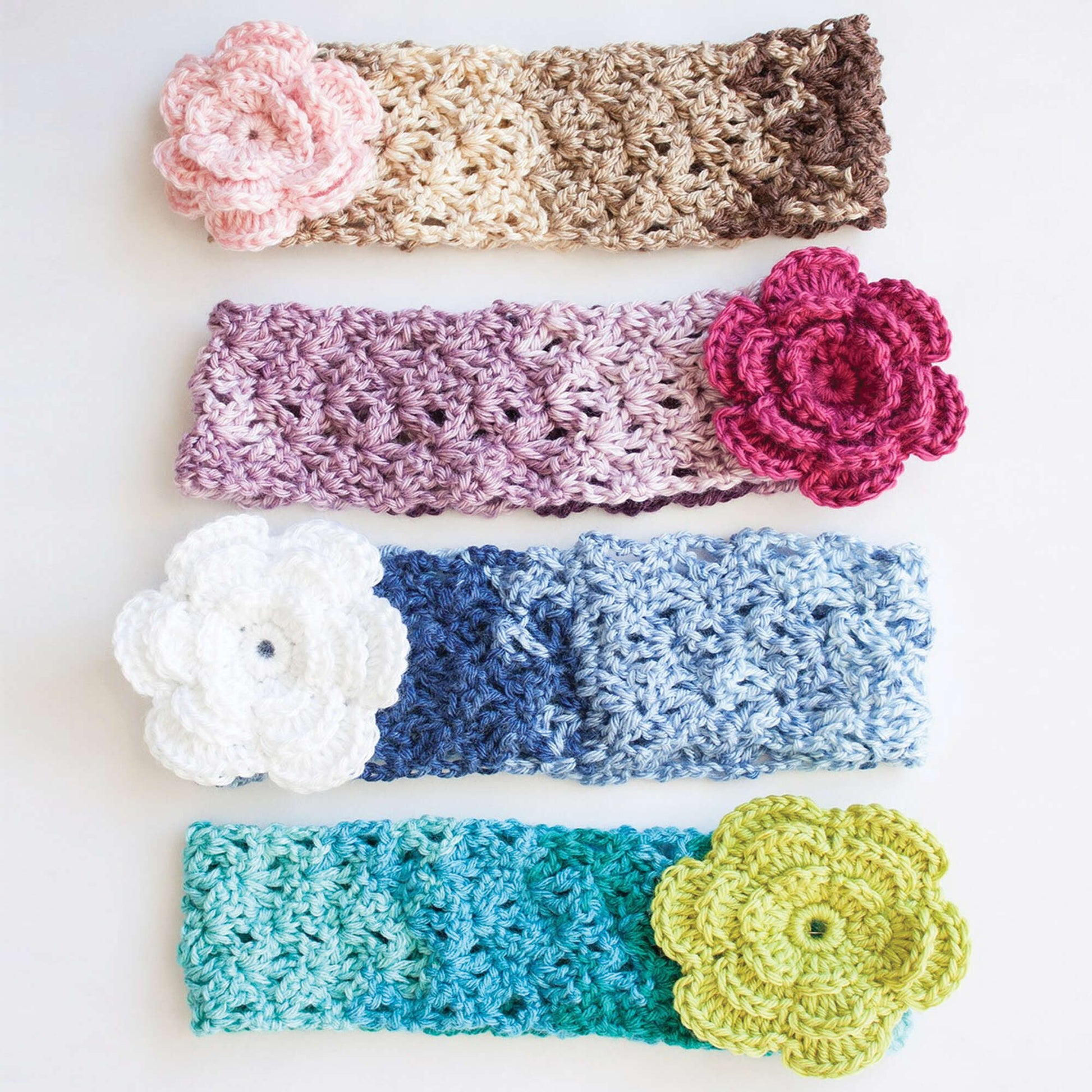 Free Caron Cozy Posy Set (Headband, Fingerless Gloves, Scarf) Crochet Pattern