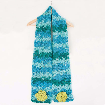 Caron Crochet Cozy Posy Set (Headband, Fingerless Gloves, Scarf) Teal Zeal