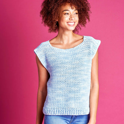 Caron Crochet Tee-top Crochet Top made in Caron Angel Cakes yarn