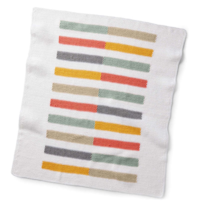 Caron Crochet Colorful Half-Stripe Baby Blanket Neutral