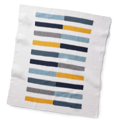 Caron Crochet Colorful Half-Stripe Baby Blanket Neutral