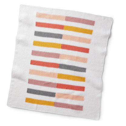 Caron Crochet Colorful Half-Stripe Baby Blanket Neutral