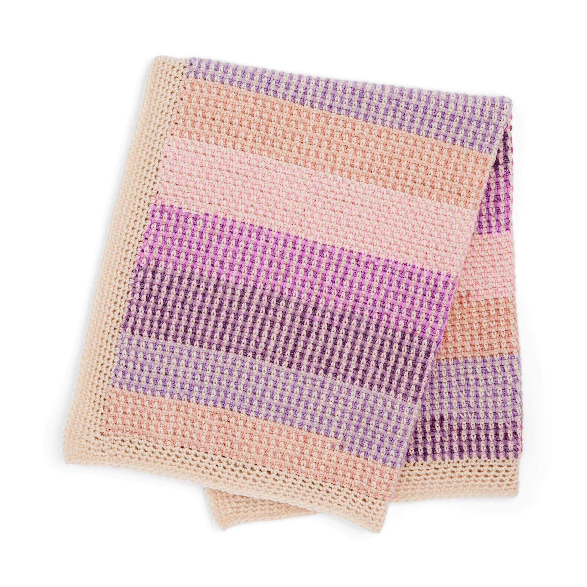 Free Caron Mini Moss Stitch Crochet Baby Blanket Pattern