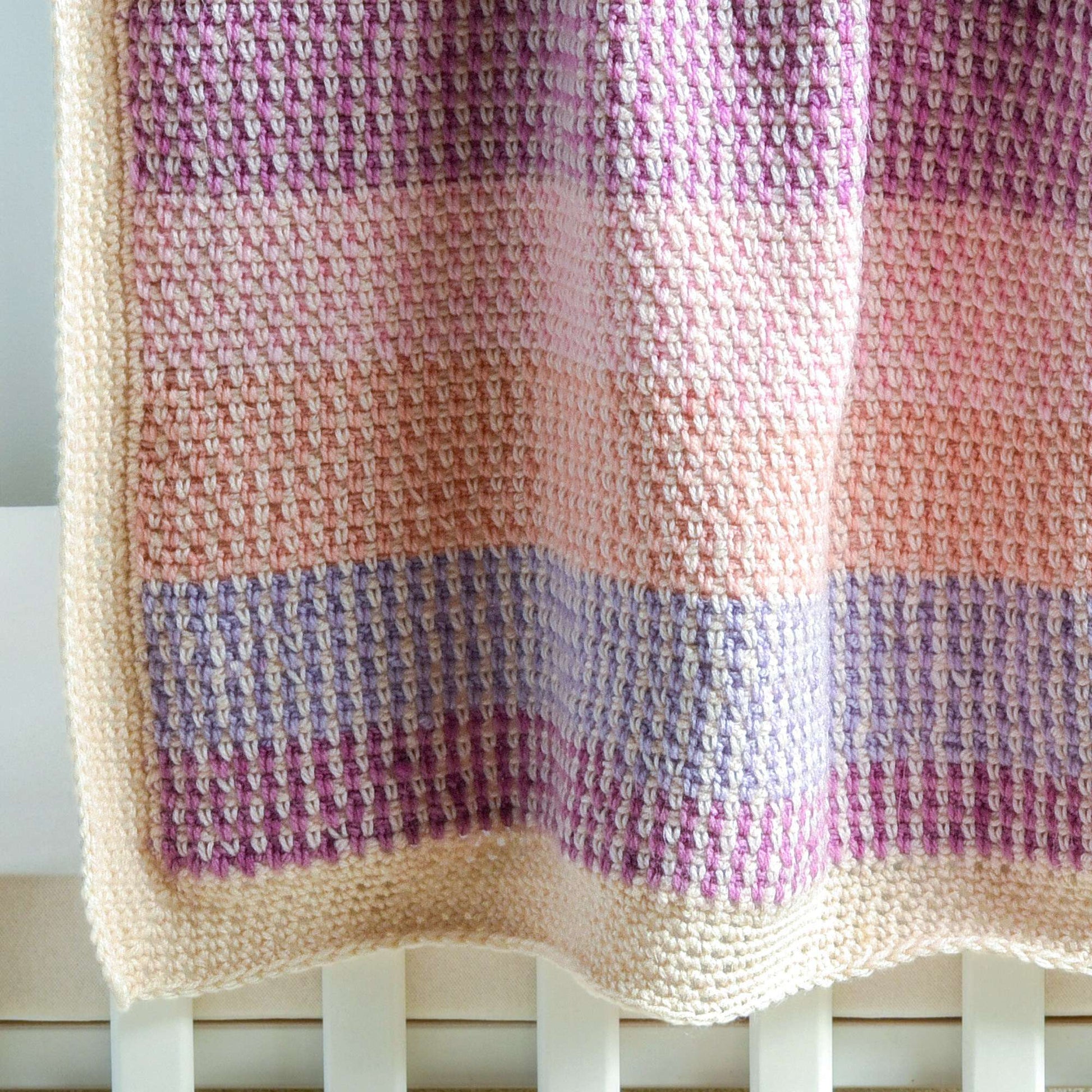 Free Caron Mini Moss Stitch Crochet Baby Blanket Pattern