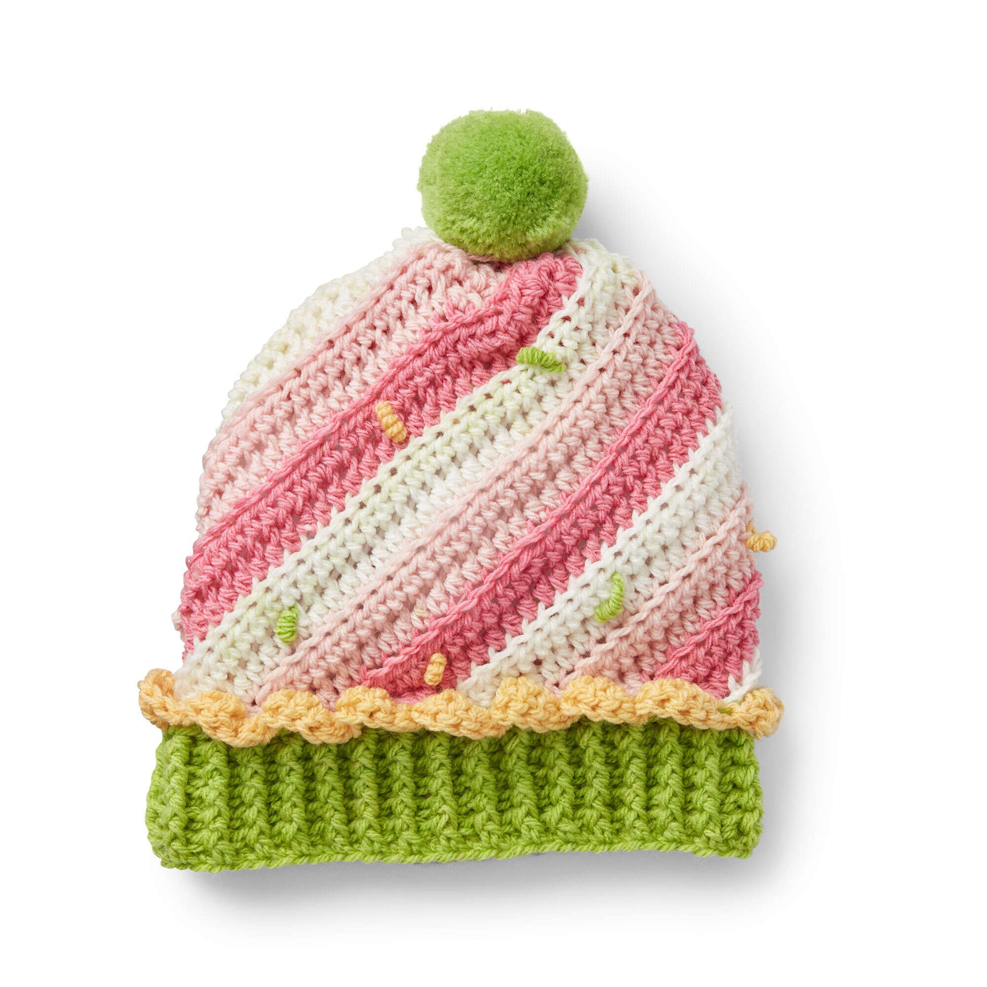 Free Caron Sweet Swirl Crochet Cupcake Hat Pattern
