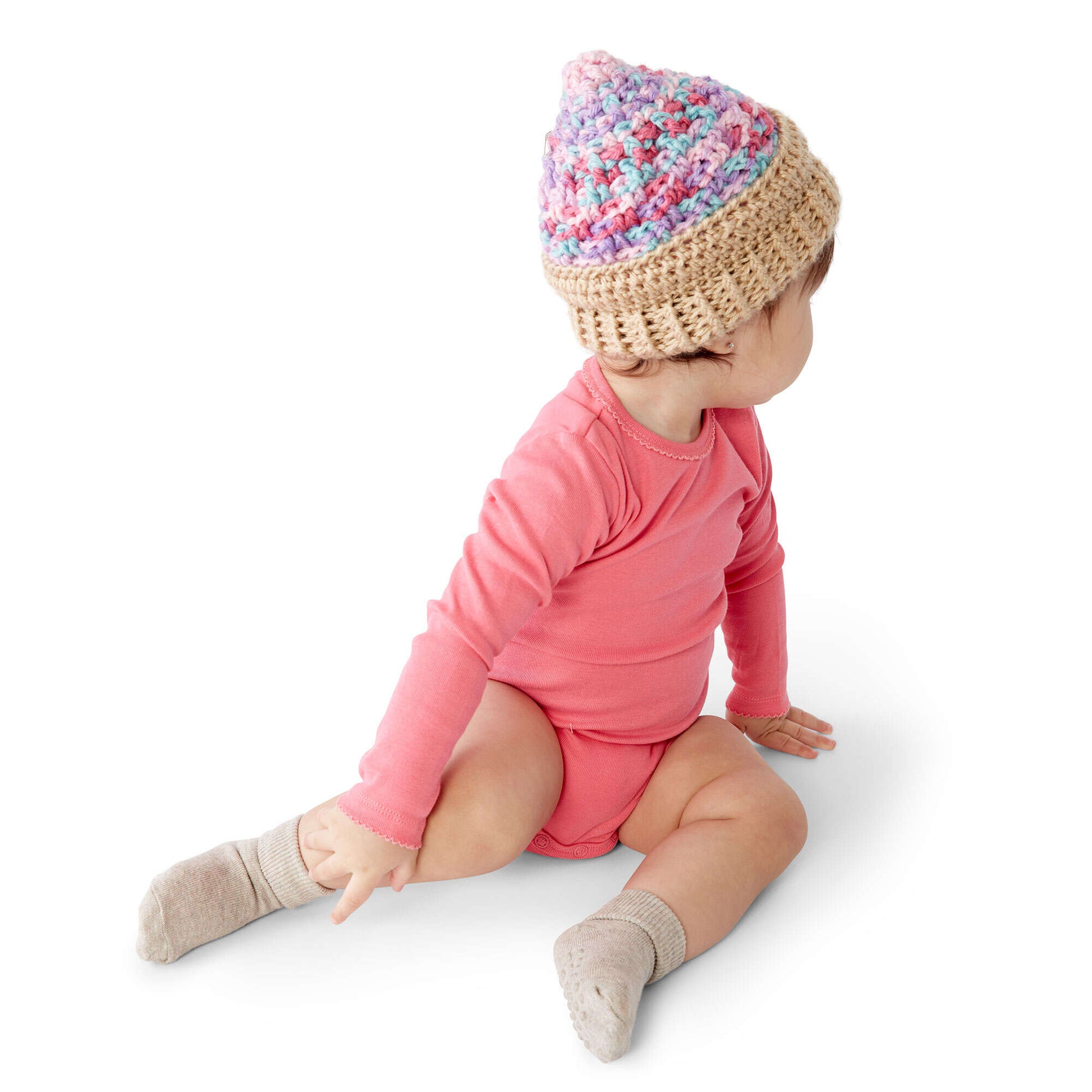Rib-knit hat - Pink/Swirls - Kids