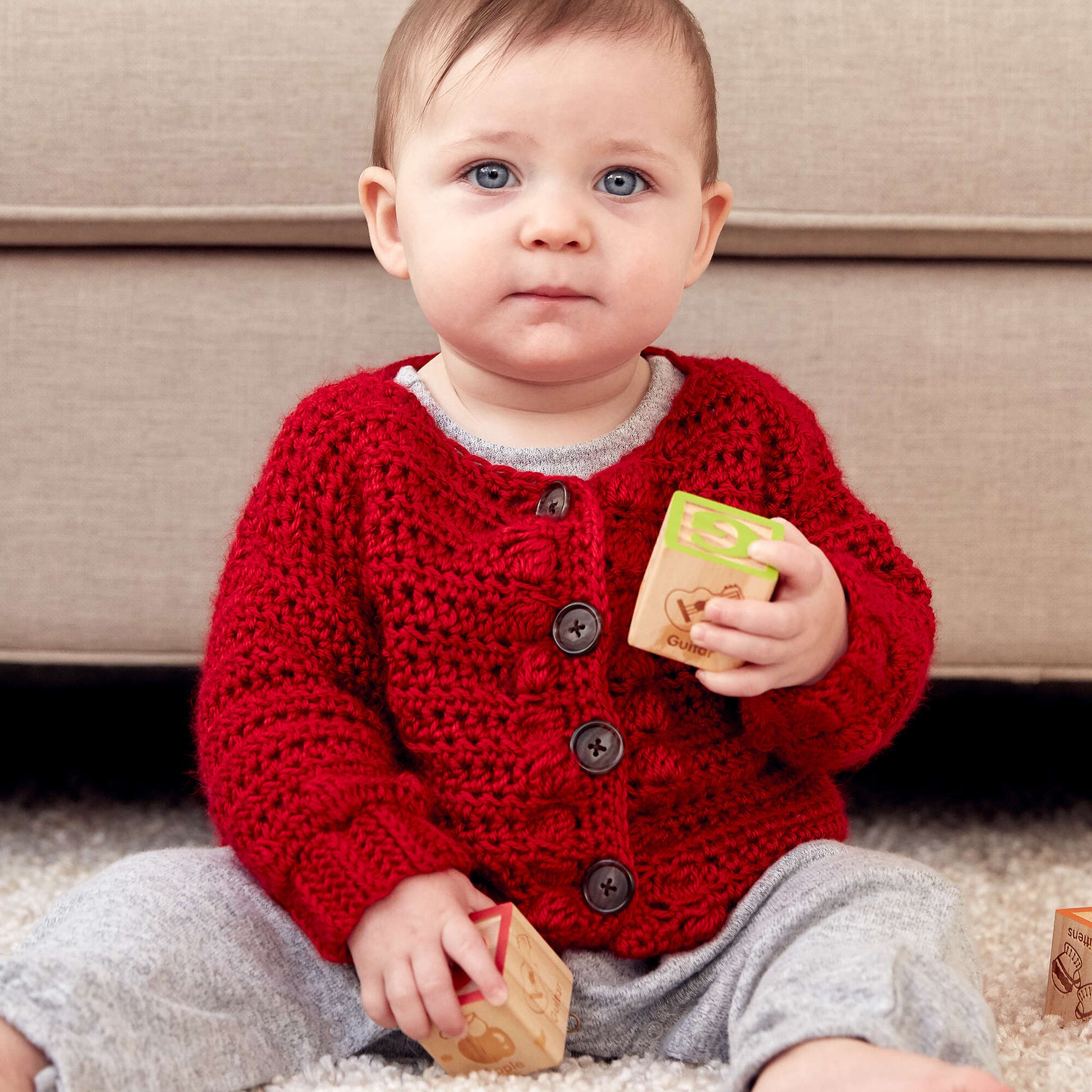 Free Caron Bobbly Baby Crochet Cardigan Pattern