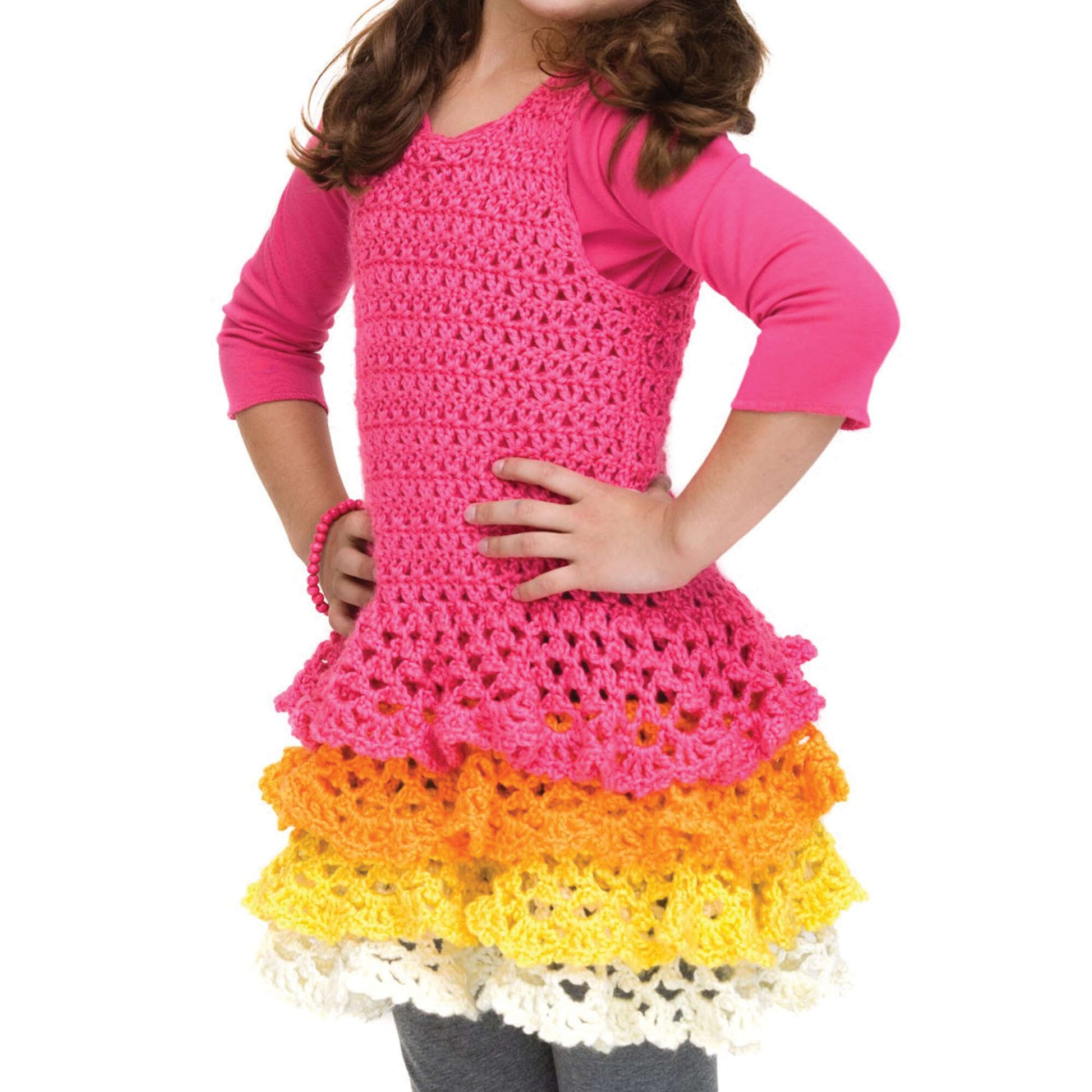 Free Caron Rows o' Ruffles Dress Crochet Pattern