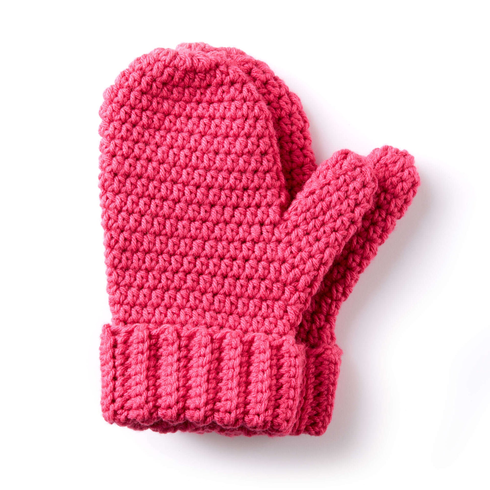 Caron Hands Full Crochet Mittens Pink