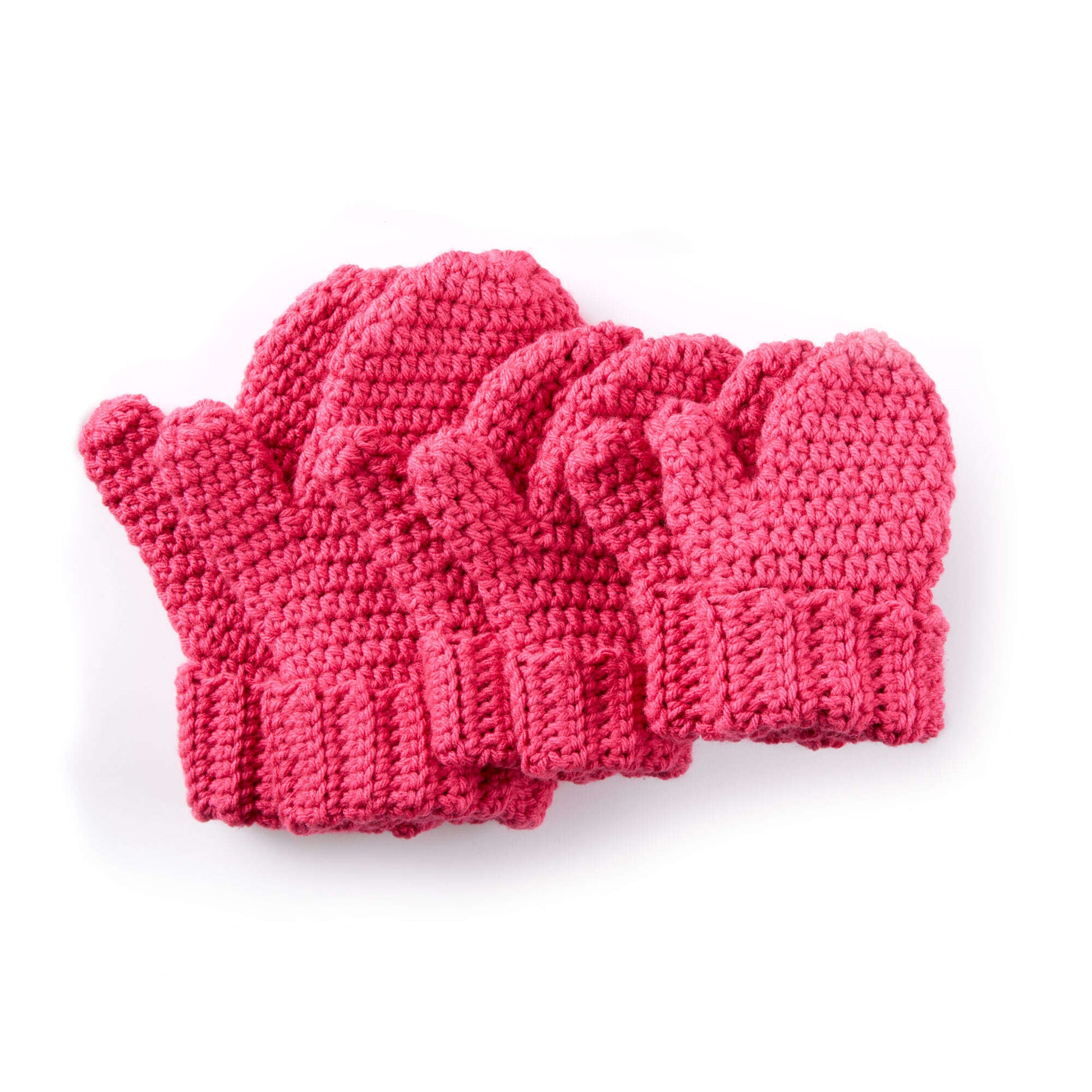 Caron Hands Full Crochet Mittens Pink