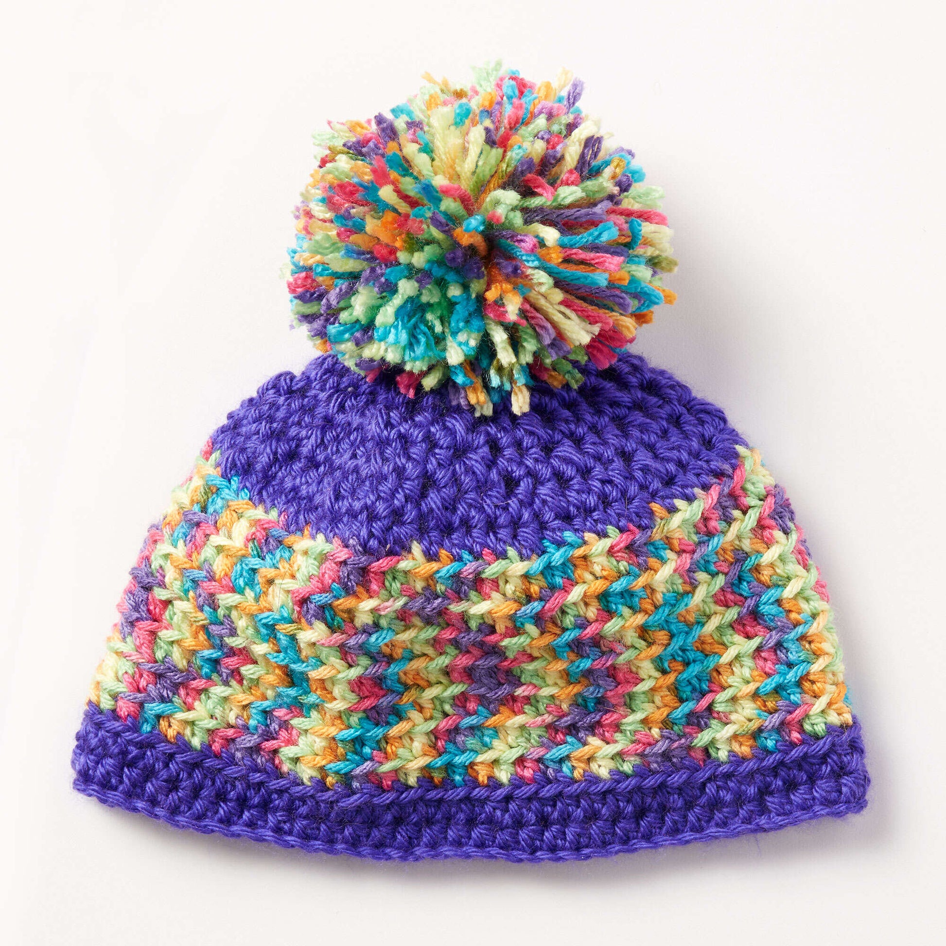 Free Caron Crochet Chasing Rainbows Hat Pattern