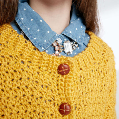 Caron Child's Crochet Crew Neck Cardigan Size 6