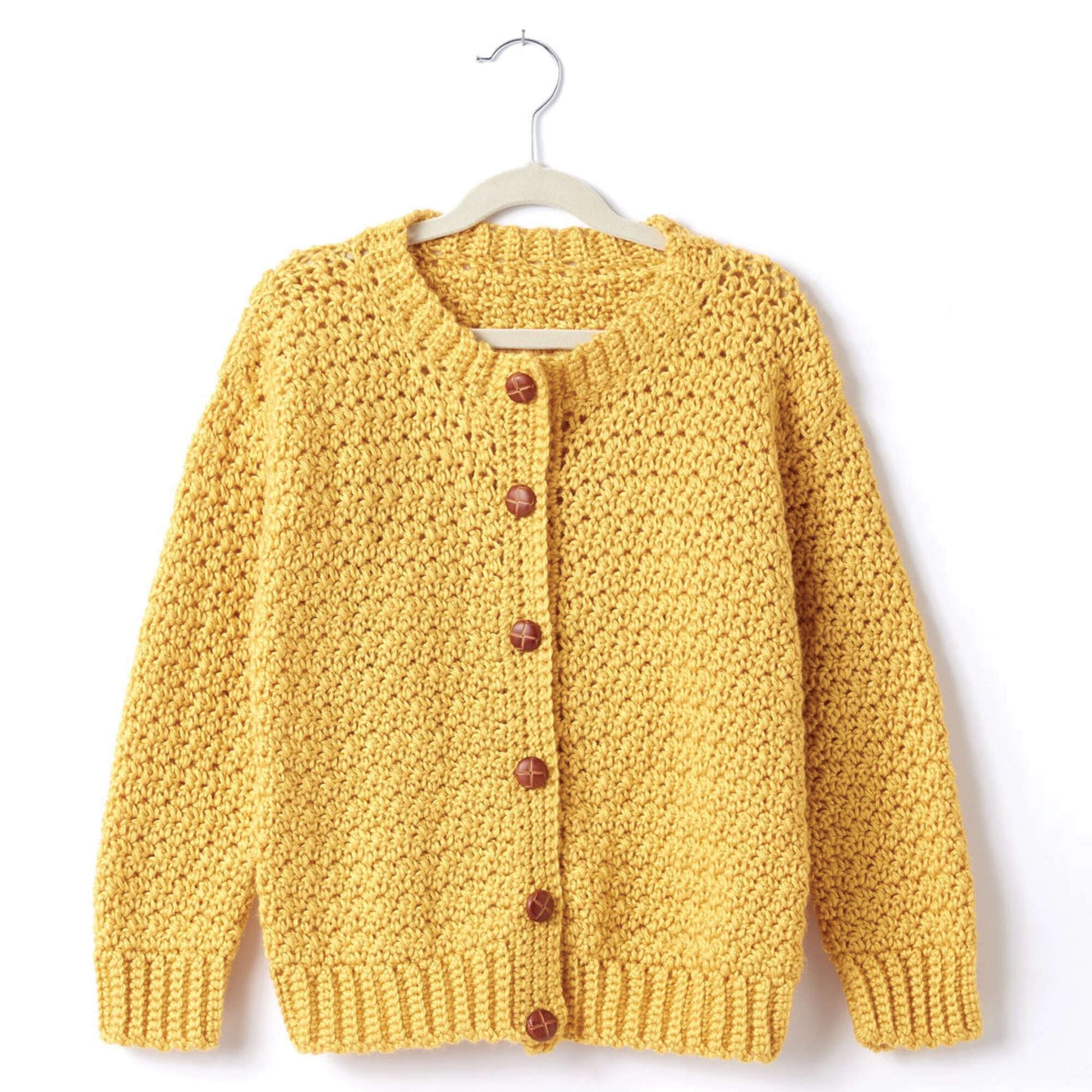 Free Easy Caron Child's Crew Neck Cardigan Crochet Pattern