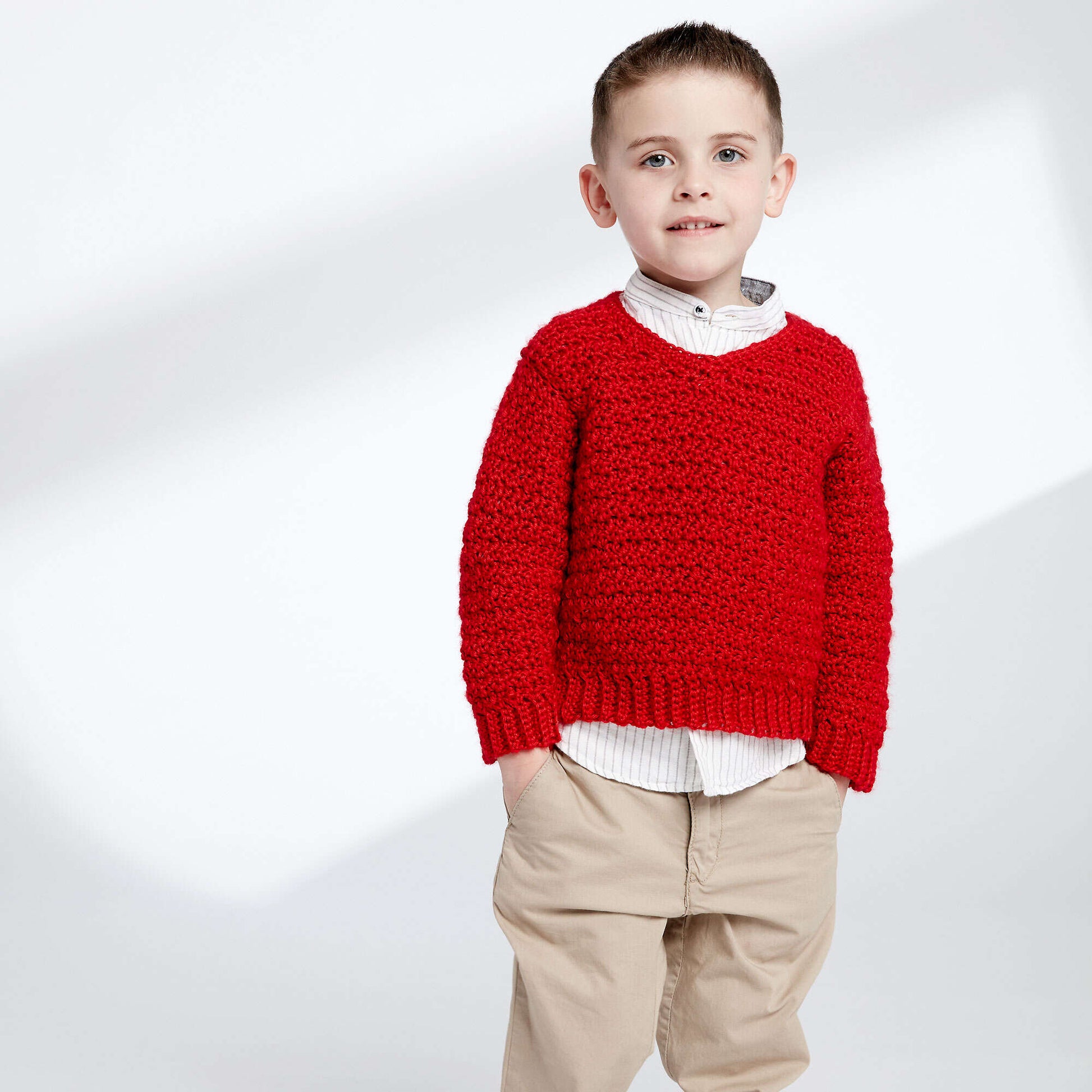 Free Caron Child's Crochet V-Neck Pullover Pattern