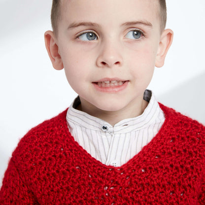 Caron Child's Crochet V-Neck Pullover Size 4