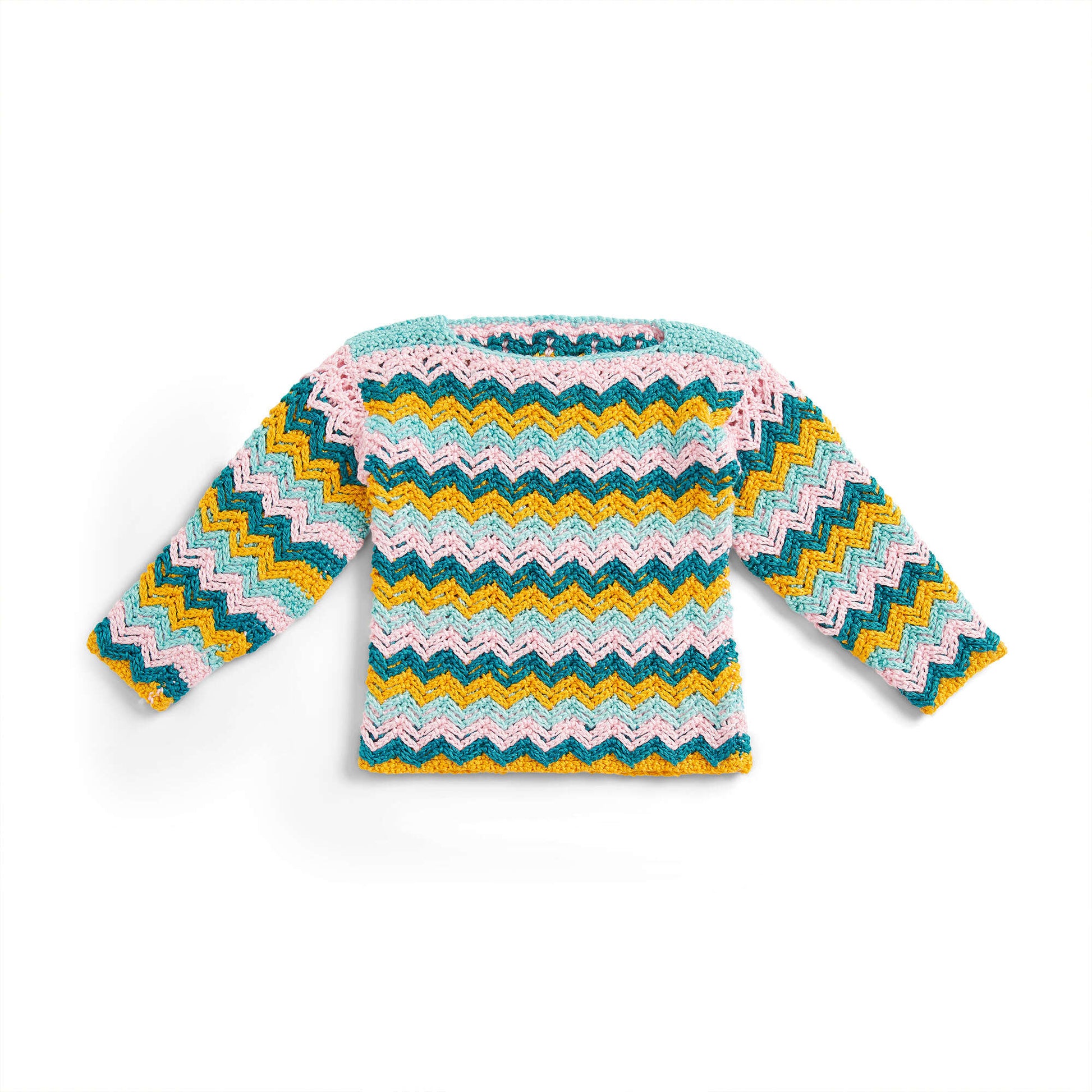 Free Caron Crochet Zig-zag Kid's pullover Pattern