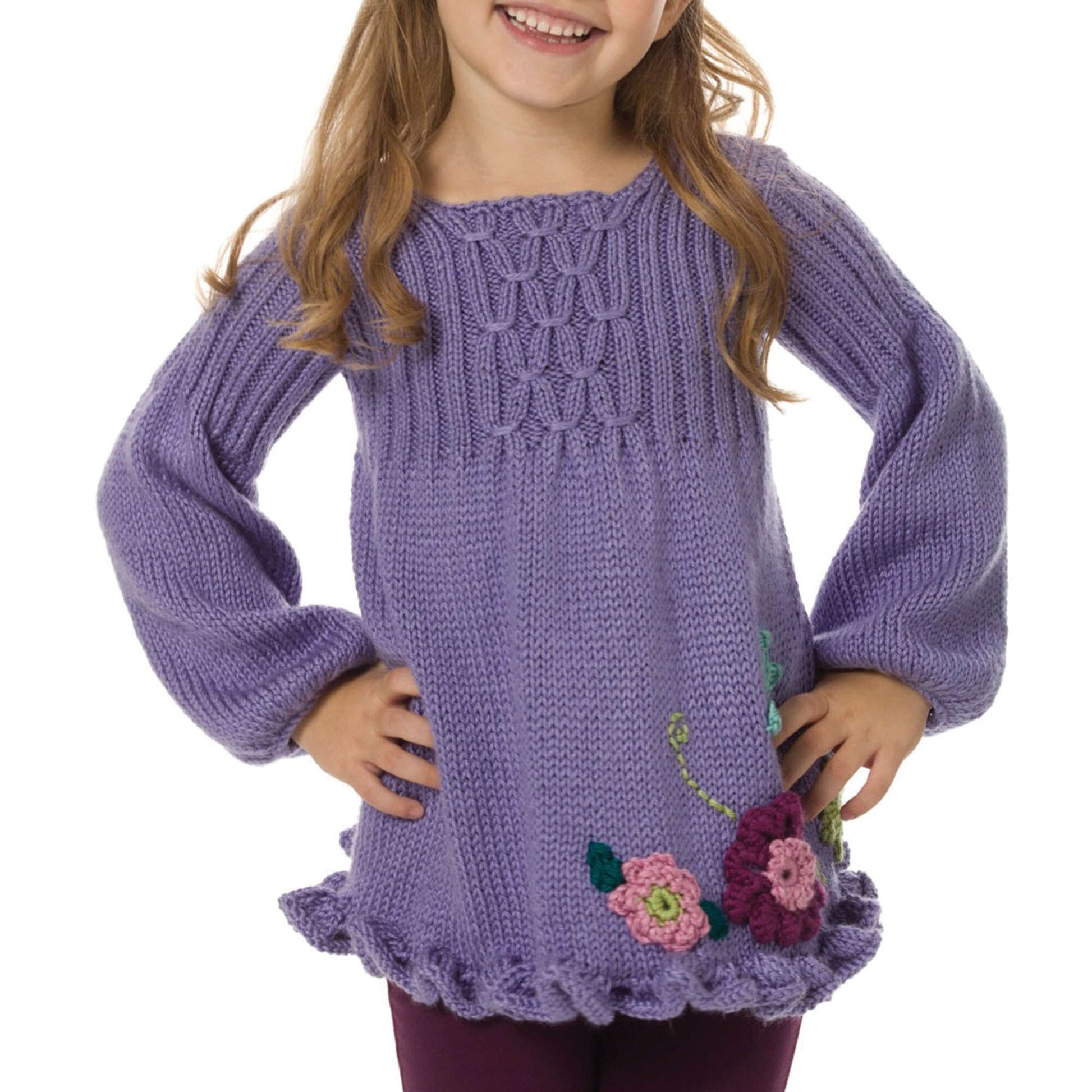 Free Caron Girl's Smocked Tunic Knit Pattern