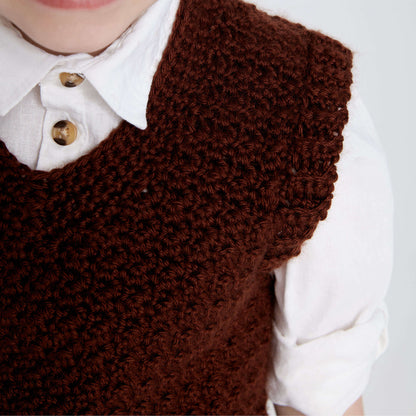 Caron Child's Crochet V-Neck Vest Size 6
