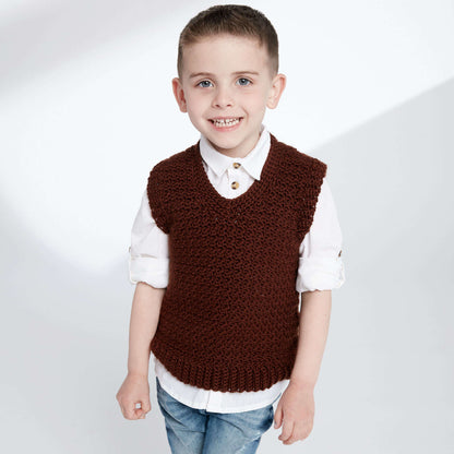 Caron Child's Crochet V-Neck Vest Size 6