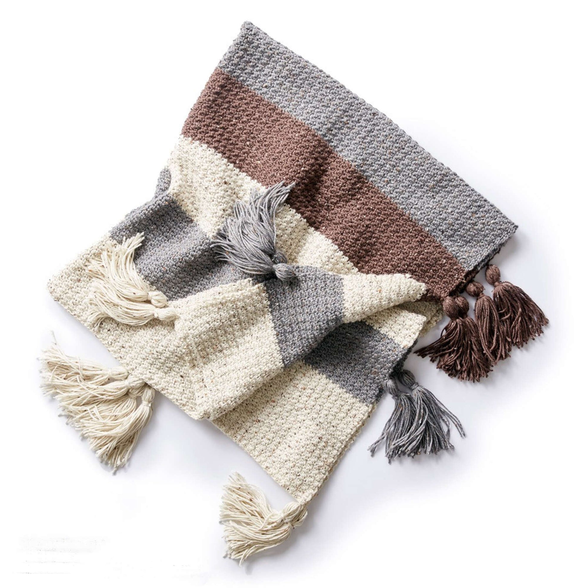 Free Caron Tassel Down Crochet Blanket Pattern