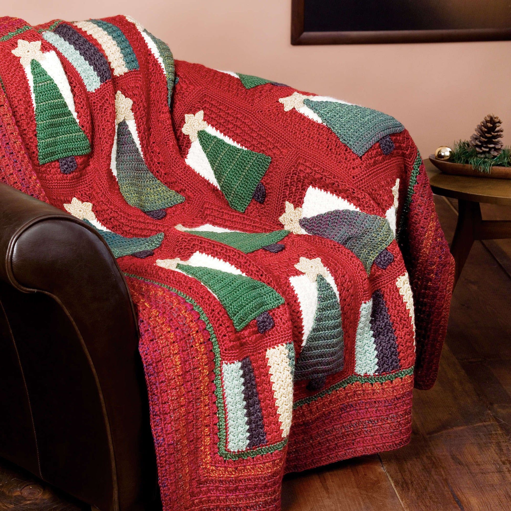 Free Caron Crochet Christmas Tree Throw Pattern