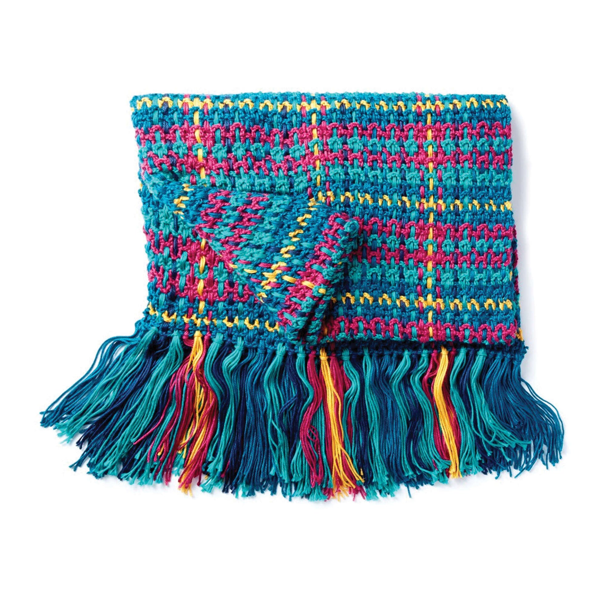 Free Caron Woven Plaid Crochet Blanket Pattern