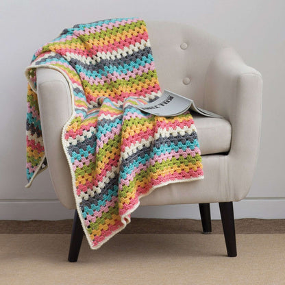 Caron Crochet Granny Stripes Afghan Single Size
