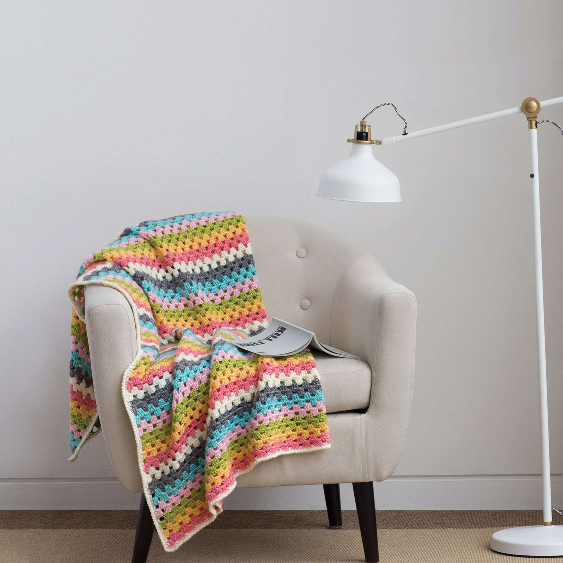 Free Caron Crochet Granny Stripes Afghan Pattern