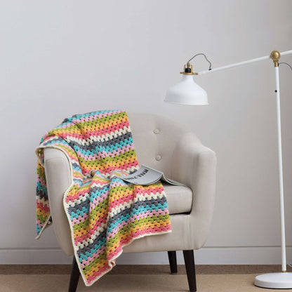 Caron Crochet Granny Stripes Afghan Single Size