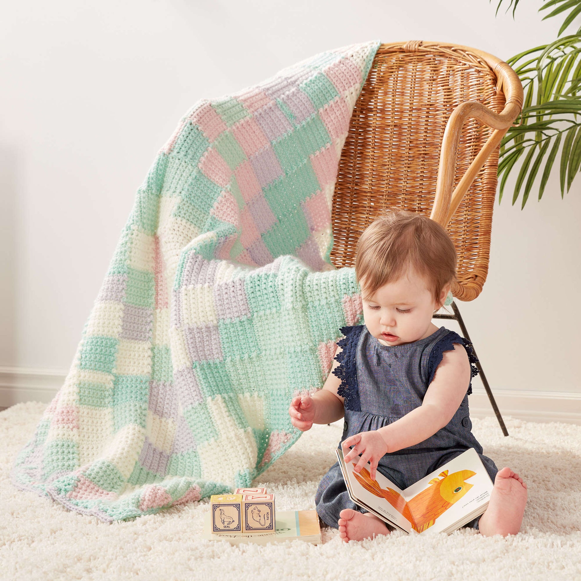 Free Caron Entrelac Crochet Baby Blanket Pattern