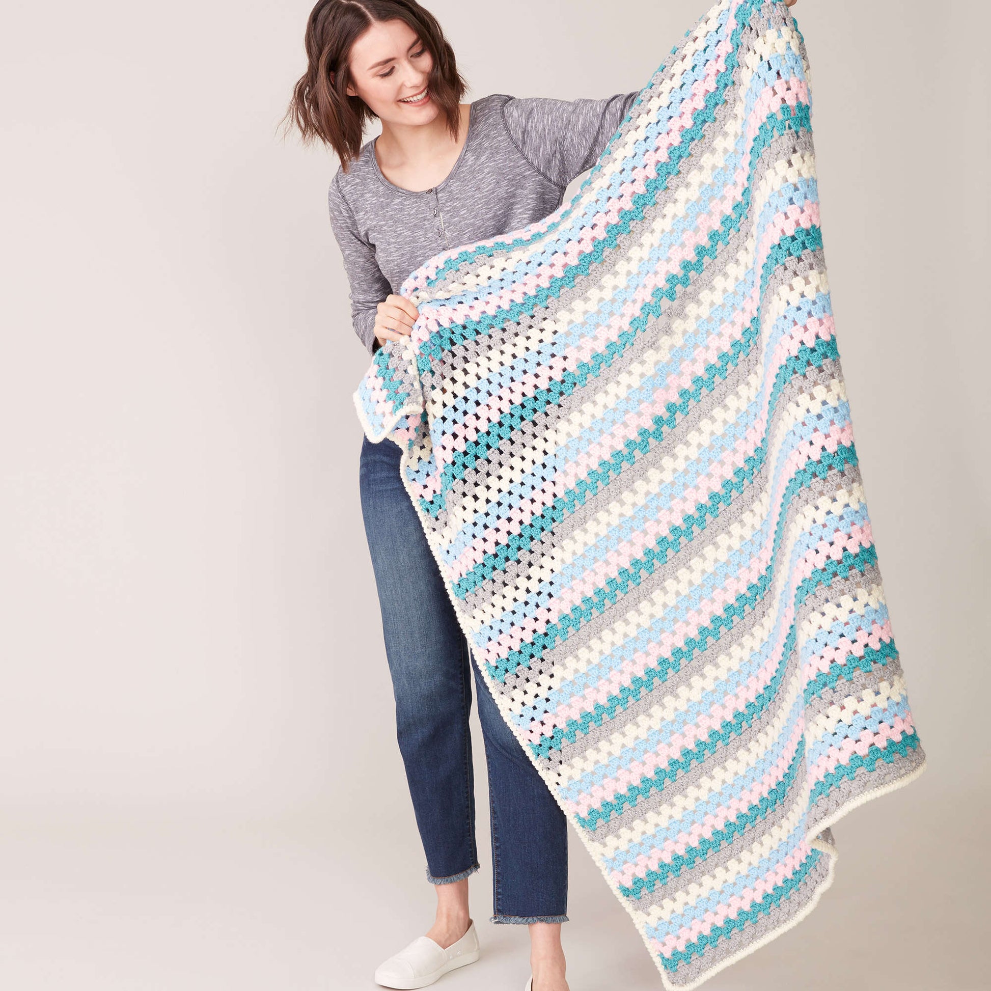 Free Caron Granny Stripes Crochet Blanket Pattern