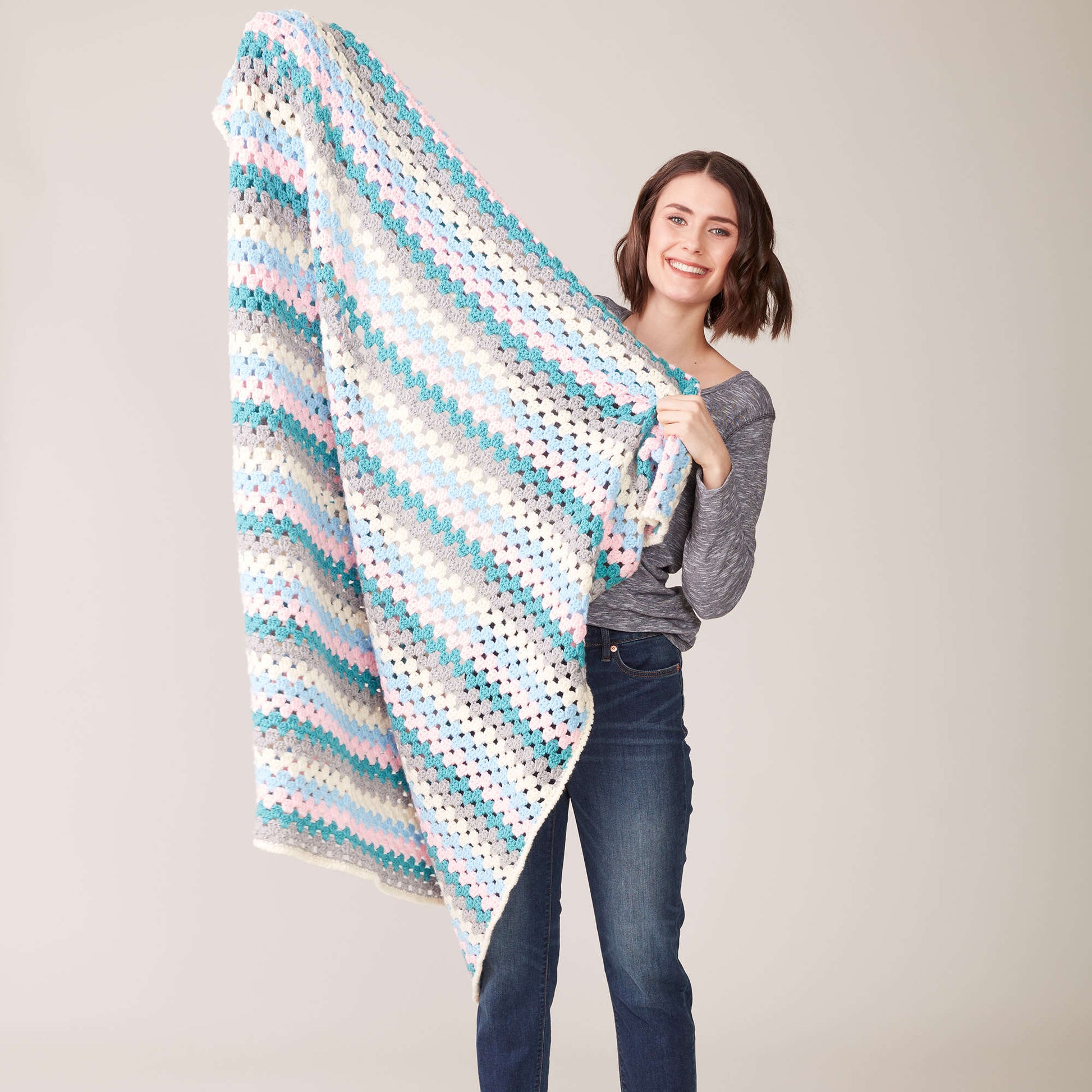 Free Caron Granny Stripes Crochet Blanket Pattern