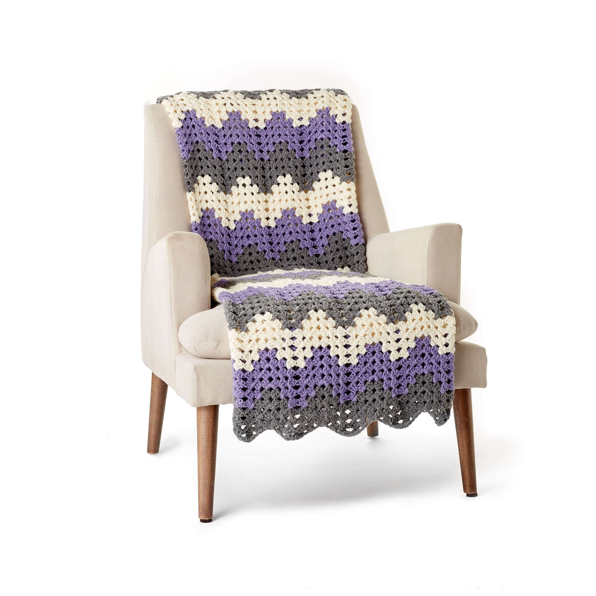 Free Caron Crochet Granny Ripple Blanket Pattern