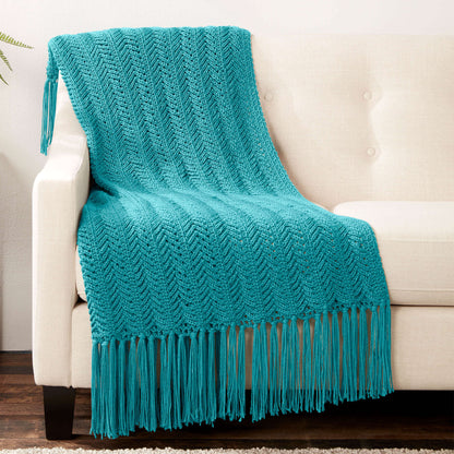 Caron Vertical Herringbone Crochet Blanket Single Size