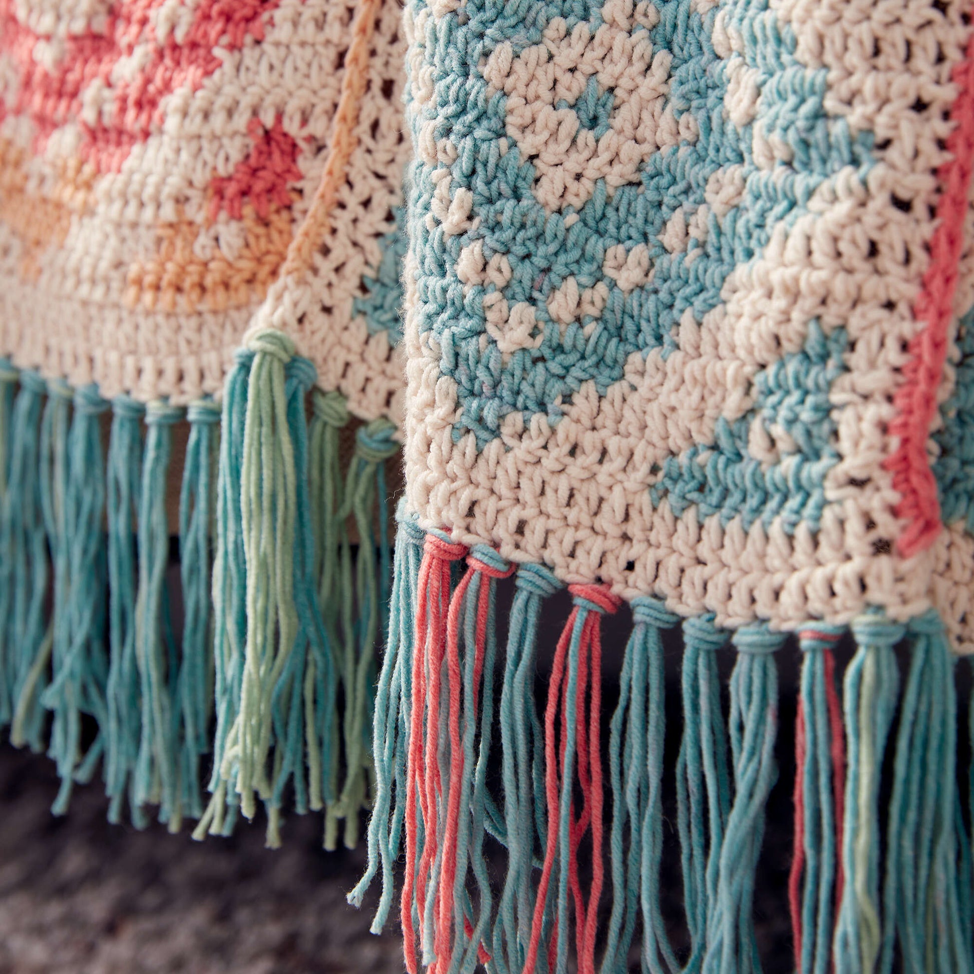 Free Caron Diamond Blocks Crochet Blanket Pattern
