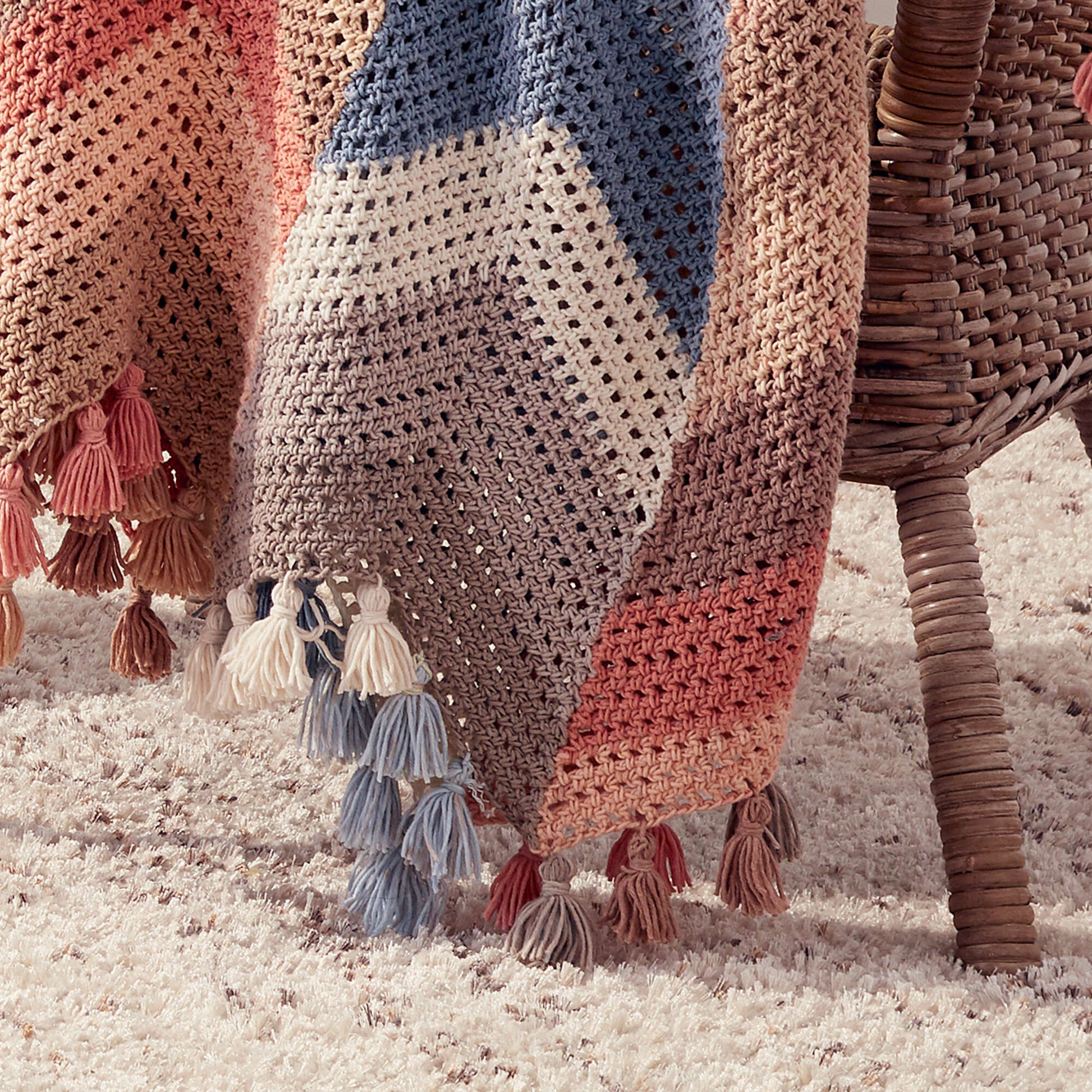 Free Caron Chevron Stripes Crochet Blanket Pattern