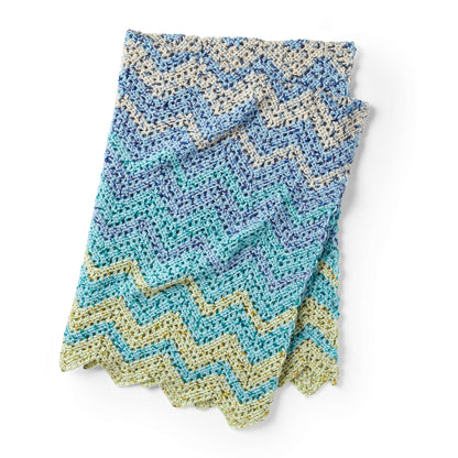 Caron Fading Colors Zig Zag Crochet Afghan Single Size